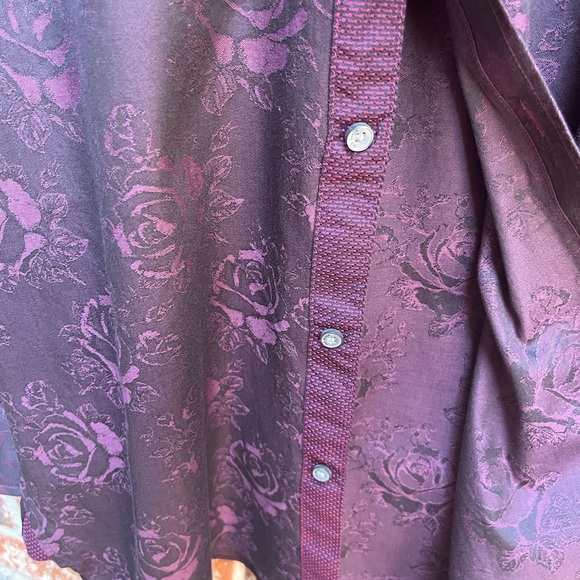 Ted Baker Black & Purple Rose Pattern Shirt 15.5 - Picture 8 of 10